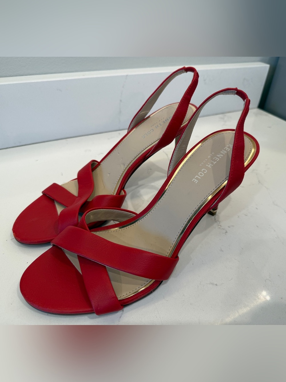 Kenneth Cole Red Crisscross Slingback Heels